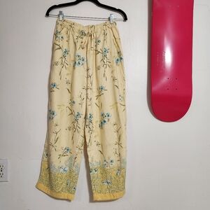 Floral Yellow Wide-Leg Pants